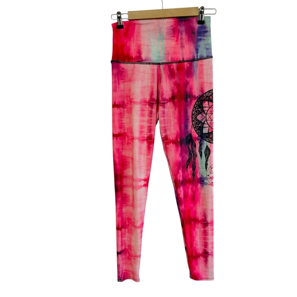 Onzie Size Medium Large Pink Multicolor Boho Leggings Dreamcatcher Hippie